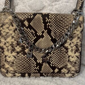 Michael Kors Python Crossbody Bag with Silver Chain